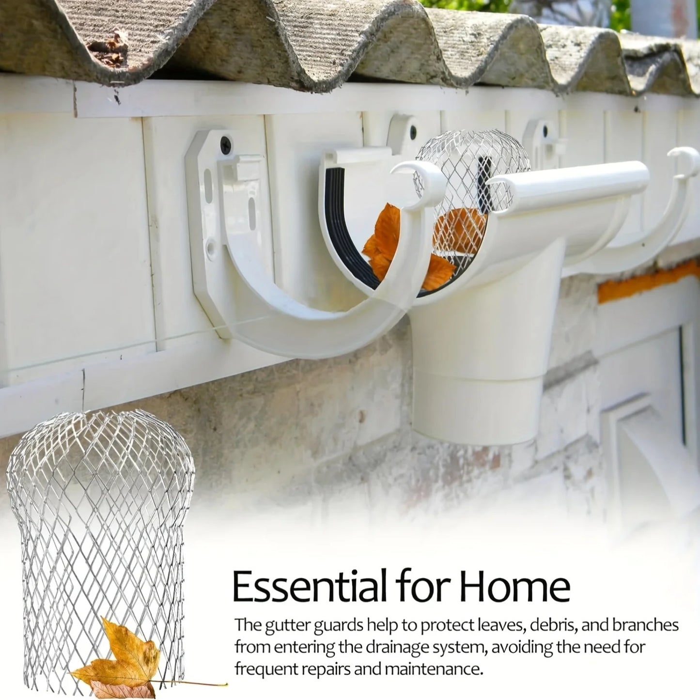 4pcs Metal Aluminum Filter Mesh Gutter Leaf Debris Mud Trap Guards Drain Pipe Cover Downpipe Guttering System Waterproof