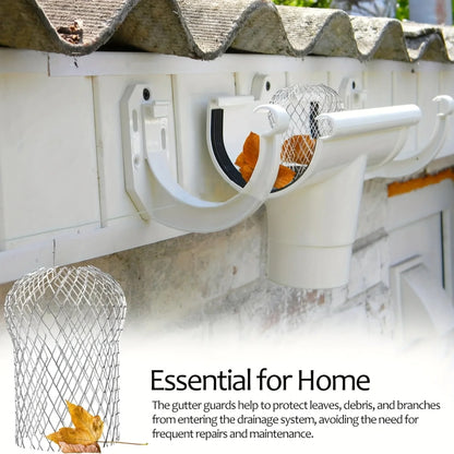 4pcs Metal Aluminum Filter Mesh Gutter Leaf Debris Mud Trap Guards Drain Pipe Cover Downpipe Guttering System Waterproof