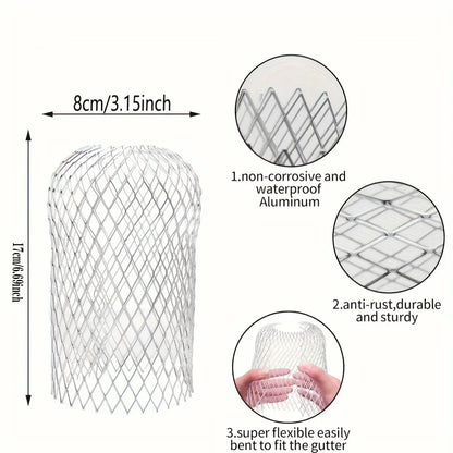 4pcs Metal Aluminum Filter Mesh Gutter Leaf Debris Mud Trap Guards Drain Pipe Cover Downpipe Guttering System Waterproof